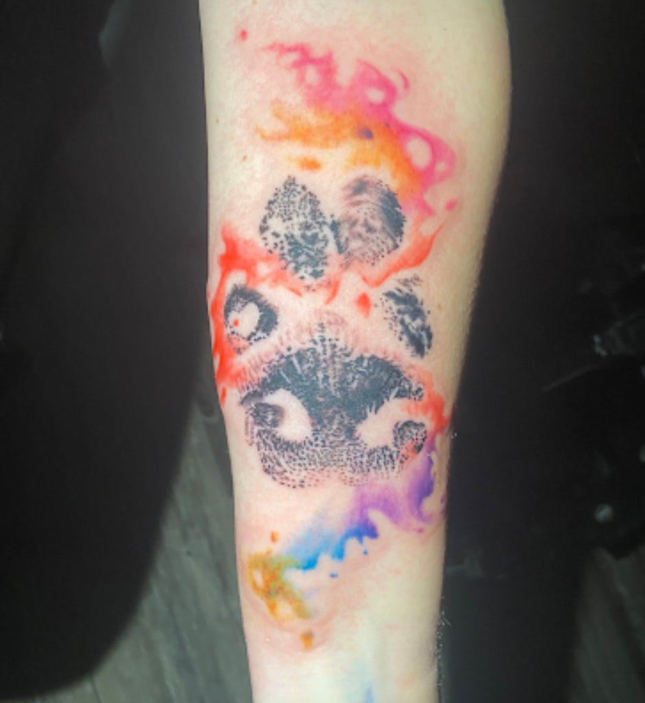Watercolor nose and paw print – Starry Eyed Tattoos and Body Art Studio
